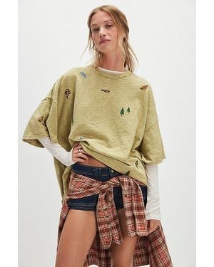 Free People Embroidered Camp Tee - Multicolour