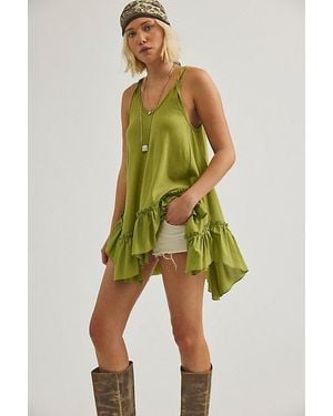 Free People Reverie Ruffle Tank Top - Green