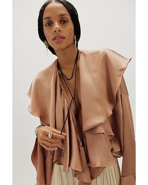 K/ller Collection Leather Lariat With Twist Spike Fringe Brass - Brown