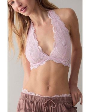 Intimately By Free People Last Dance Lace Halter Bralette By - Pink