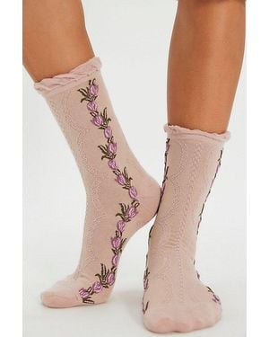 Free People Wildflower Trouser Socks - Orange