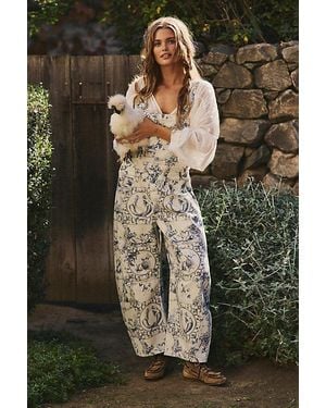 Free People Good Luck Printed Dungarees - Grey