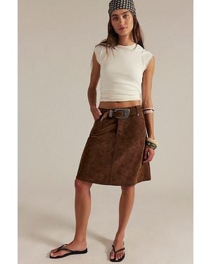 Free People Suzy Suede Midi Skirt - Brown
