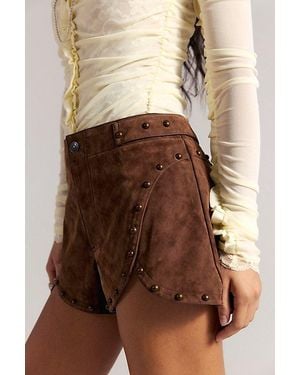 Free People Best Behavior Vegan Suede Shorts - Brown