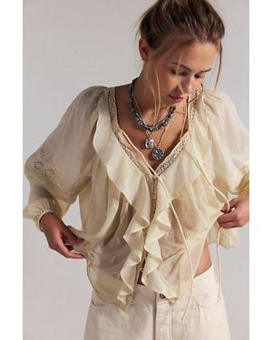 Free People Estelle Chiffon Blouse - Brown