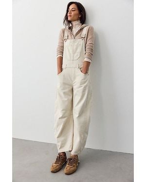 Free People Good Luck Barrel Dungarees - Natural