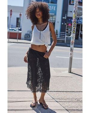 Intimately By Free People Sheer Emotion Midi Slip Skirt By - Blue