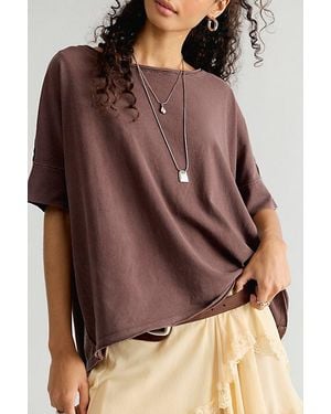Free People Rex Oversized Cotton Tee - Brown