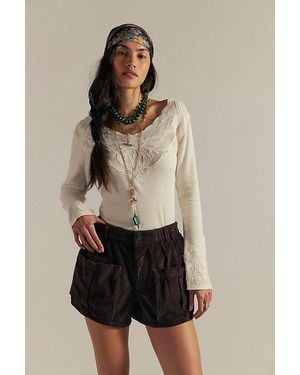 Free People Shot Caller Corduroy Shorts - Natural
