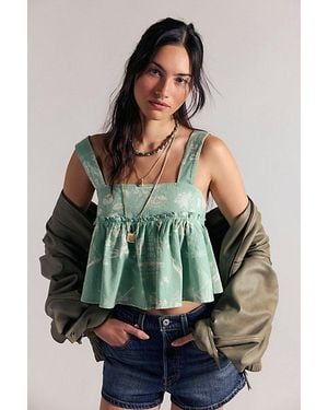 Free People Romy Babydoll Blouse - Green