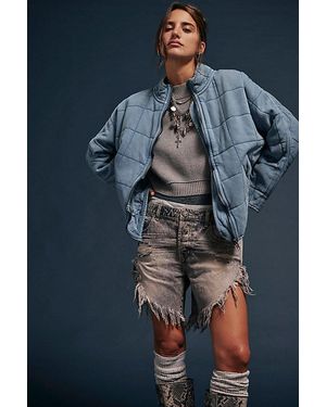 Free People Dolman Quilted Knit Jacket - Blue