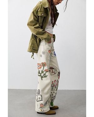 Free People Fable Printed Twisted Jeans - Multicolour