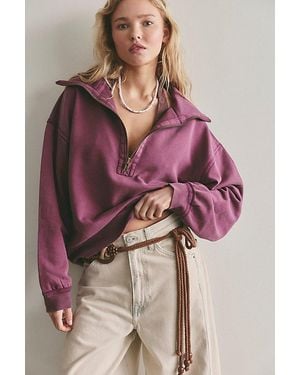 Free People Parker Half-Zip Pullover - Purple
