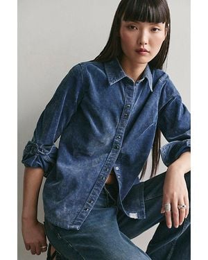 Free People Benny Corduroy Button Down Shirt - Blue