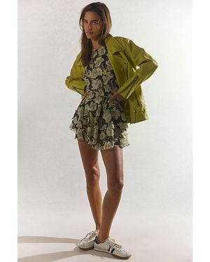 Free People Jealousy Leather Moto Jacket - Green