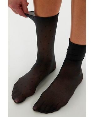 Free People Lina Sheer Socks 2-Pack - Black
