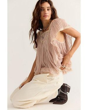 Free People Clara Printed Top - Natural