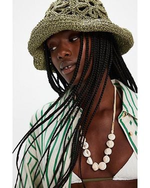 Free People Cut-Out Daisy Straw Hat - Black