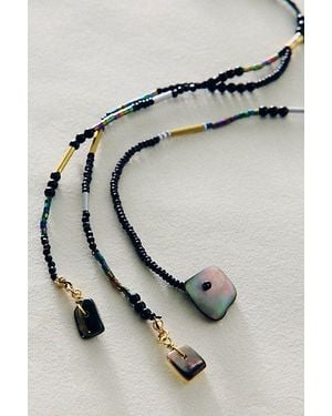 Free People Muse Semi-Precious Beaded Lariat Necklace - Gray