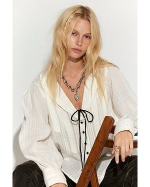 Free People Hannah Long Sleeve Blouse - Natural