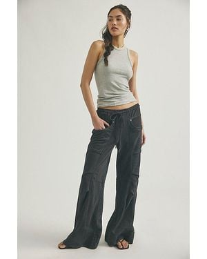 Free People Sky Riser Knit Wide-Leg Pull-On Trousers - Blue