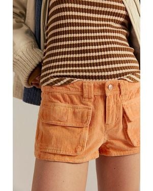 Free People We The Free Knock Out Low-Rise Corduroy Micro Shorts - Brown