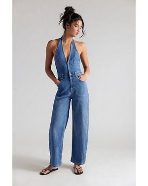 Free People Lark Denim Jumpsuit - Blue