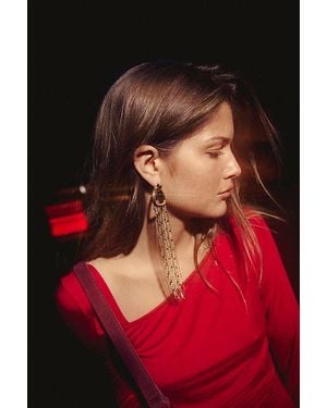 Free People Briana Fringe Earrings - Red