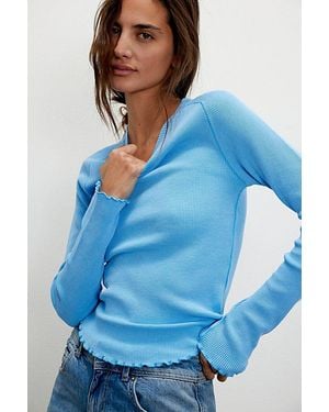 Free People We The Free Easy Does It Long Sleeve Tee - Blue