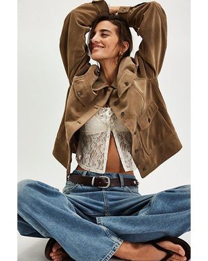 Free People We The Free Night Ranch Vegan Suede Jacket - Brown