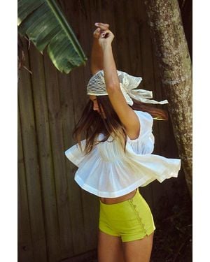 Free People My Little Stretch Linen Micro Shorts - Green