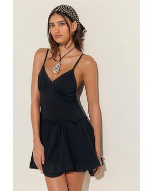 free-est Twirly Girly Solid Cotton Mini Dress By - Blue