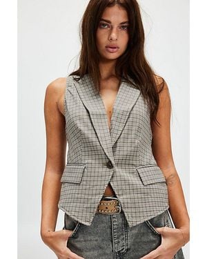 Free People Amber Belted Vest Jacket - Grey