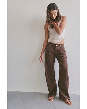Free People Highland Low-Rise Twisted Bowed Jeans - Grey