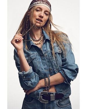 Free People Drift Leather Belt - Blue