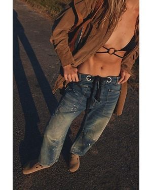 Free People Moxie Pull-On Barrel Jeans - Grey