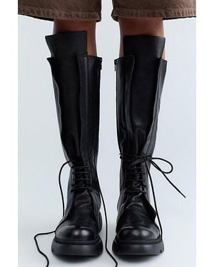 All Black Venetia Lace-Up Boots - Gray