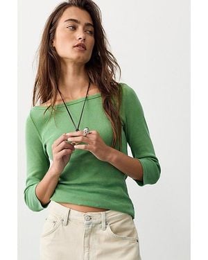 Free People Atlas Boat Neck Top - Green