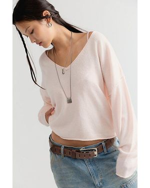Free People See Me V-Neck Knit Pullover - Natural