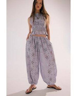 Free People Jude Eyelet Pant Set - Blue