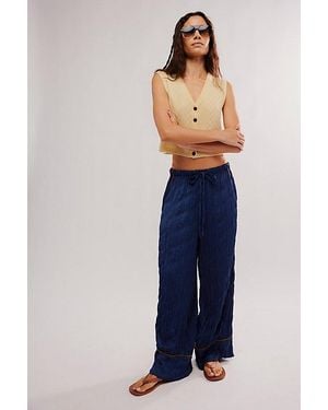 Free People All Out Satin Trousers - Blue