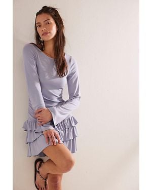 free-est Good Feels Ruffle Long-sleeve Mini - Purple