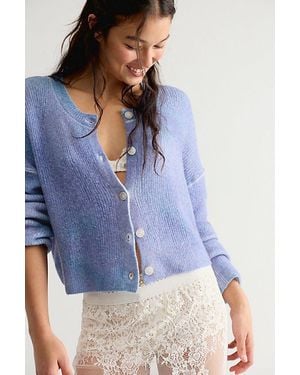 Free People Ottilie Ribbed Knit Cardi - Blue