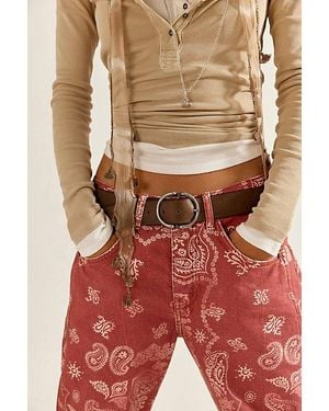 Free People Good Luck Printed Barrel Jeans - Multicolour