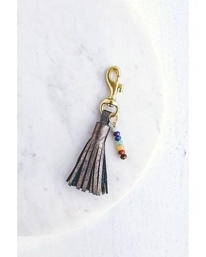 Giving Bracelets Chakra Gemstone Leather Tassel Keychain - White