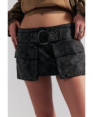 Free People We The Free Micro Mini Suede Skort - Black
