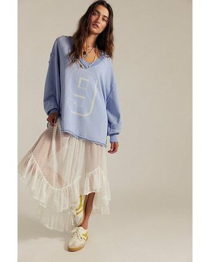 Free People Venice V-Neck Graphic Sweatshirt - Blue