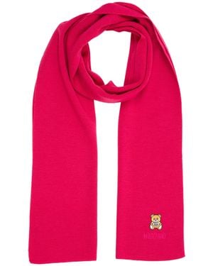 Moschino Teddy Bear Wool Wool Scarf - Pink