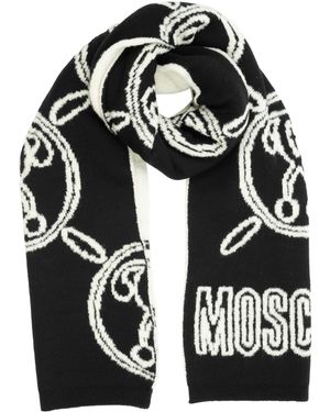 Moschino Sciarpa in lana con logo - Nero