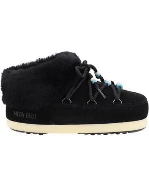 Moon Boot Mule Suede Beads Ankle Boots - Black